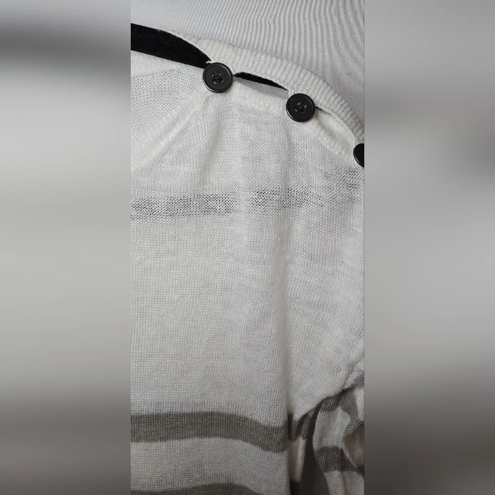 J. Crew Women's XS Linen White/Gray Striped Sweater